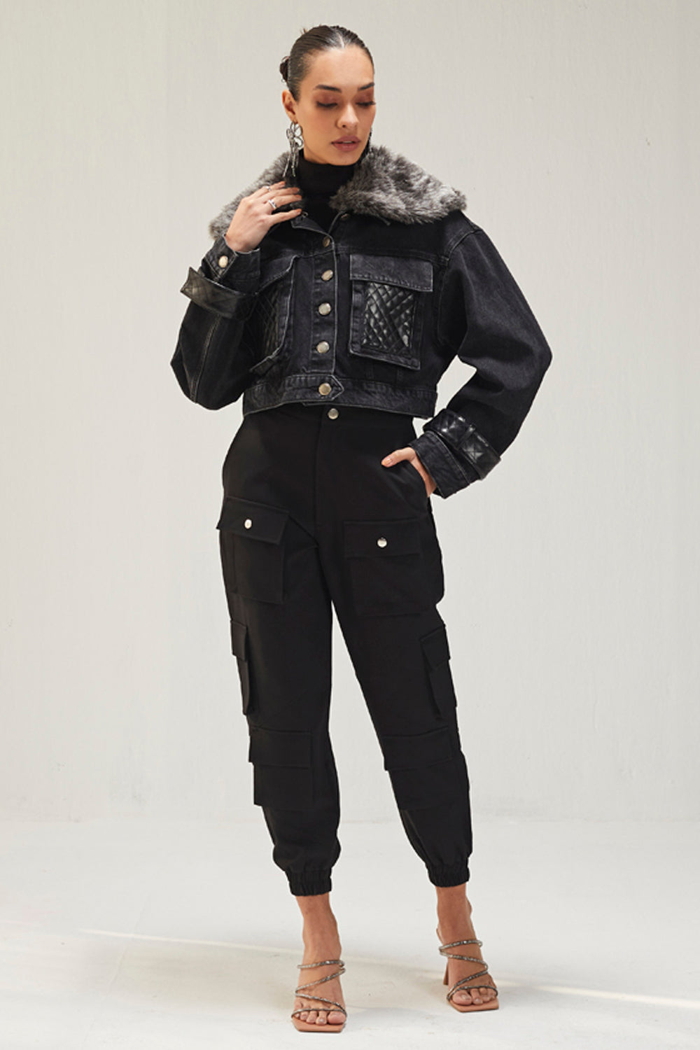 Black Denim Jacket – House Of Exotique - Main Image