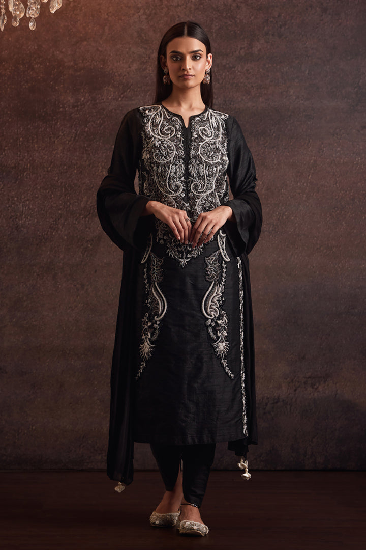 Ananta Black Silver Straight Kurta With Salwar Set