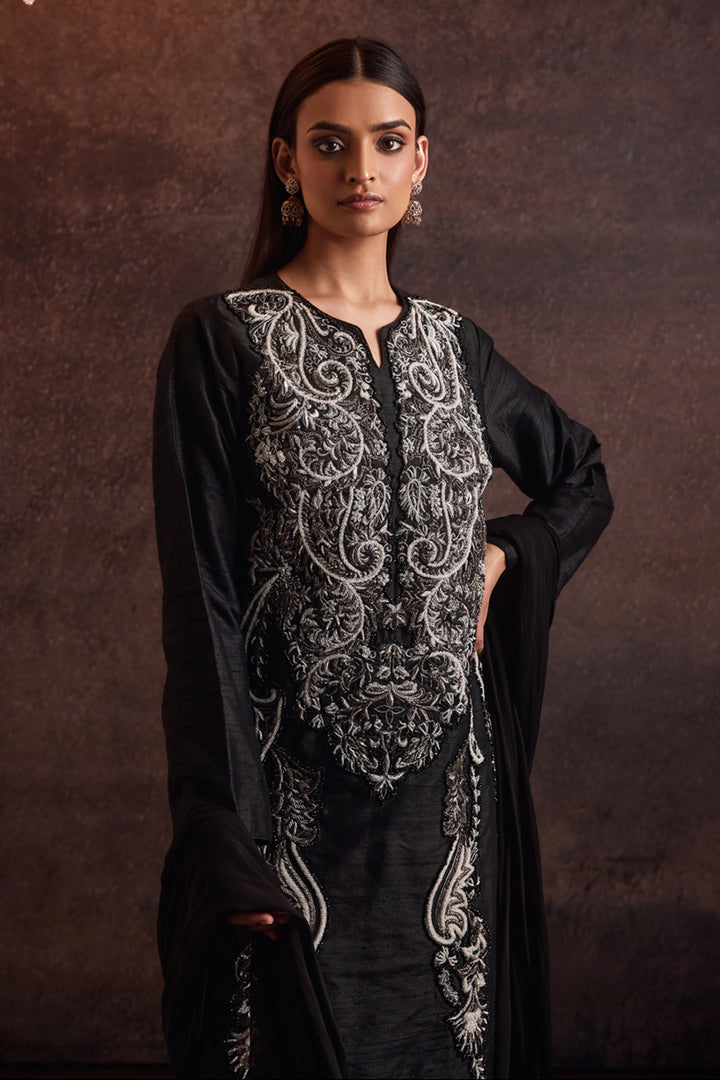 Ananta Black Silver Straight Kurta With Salwar Set