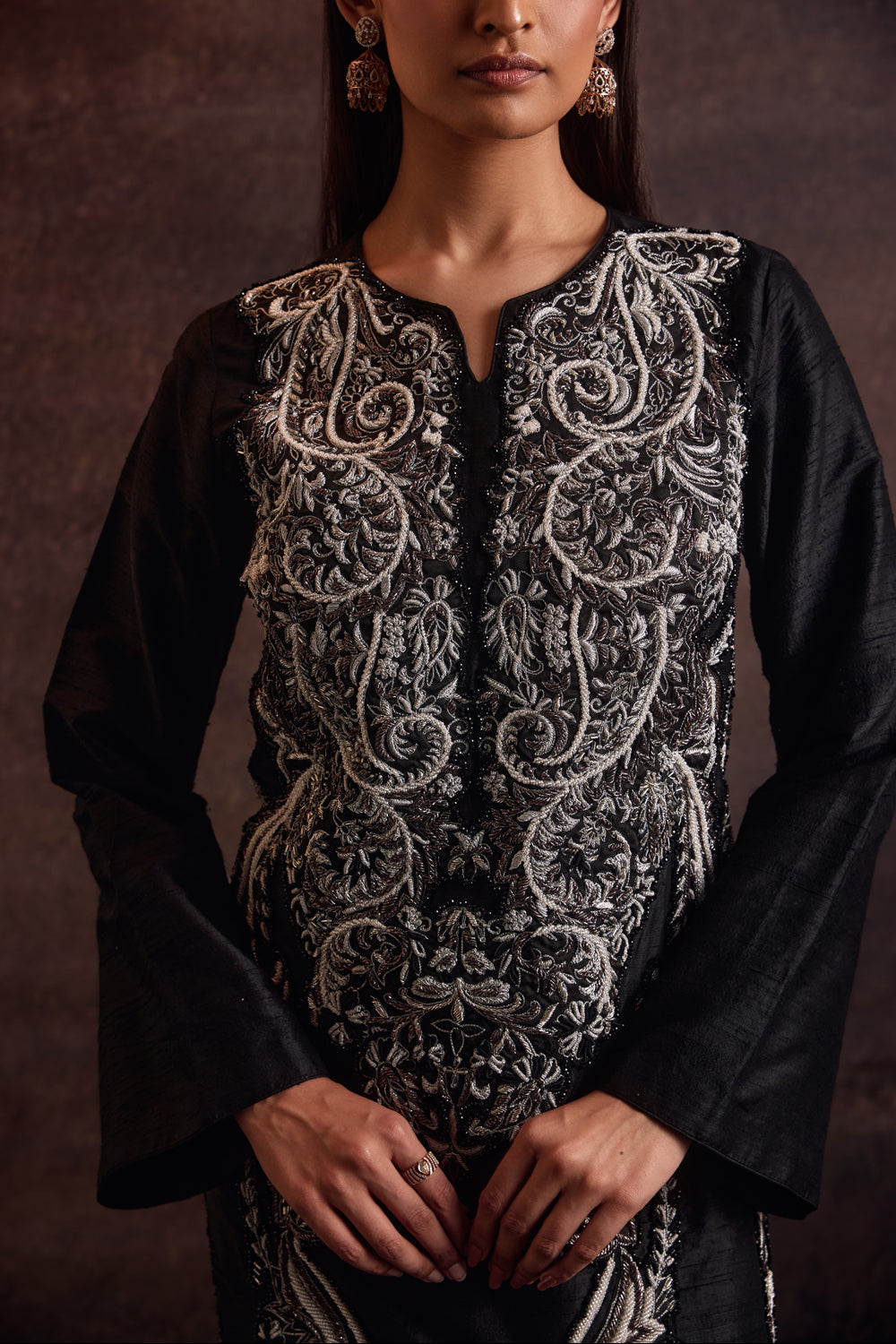 Ananta Black Silver Straight Kurta With Salwar Set