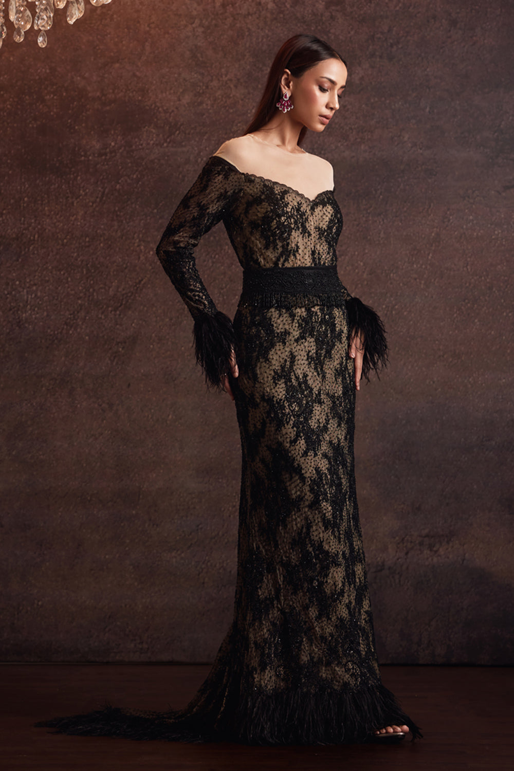 fish cut black dress Black fishcut gown