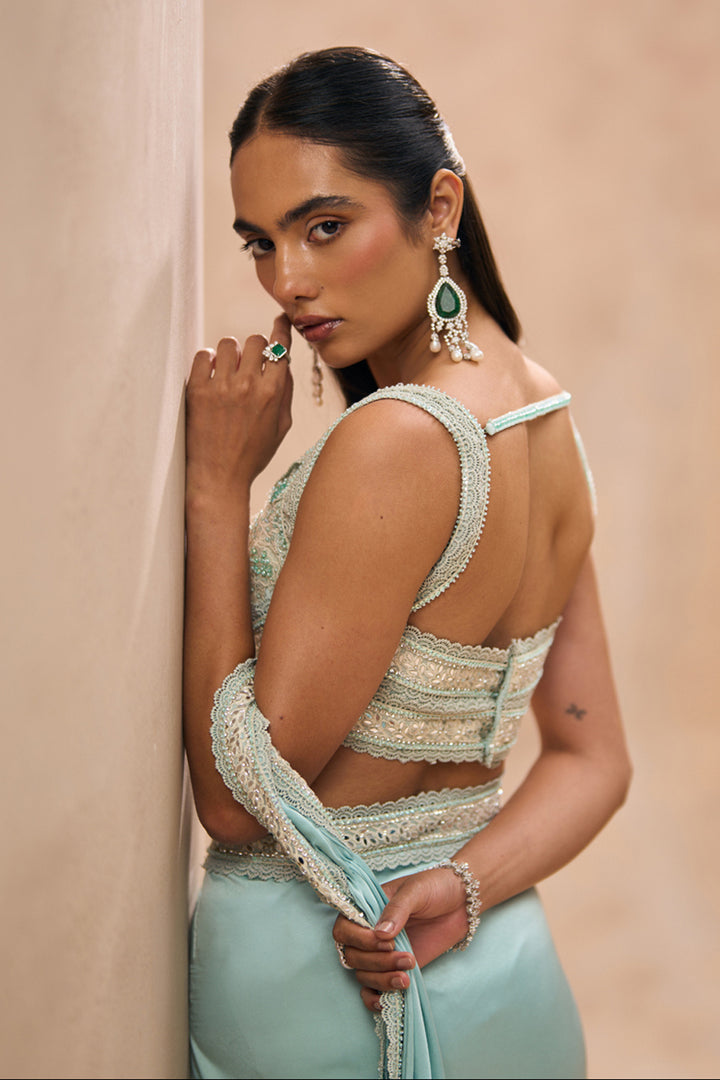 Shea Powder Blue Concept Saree Set