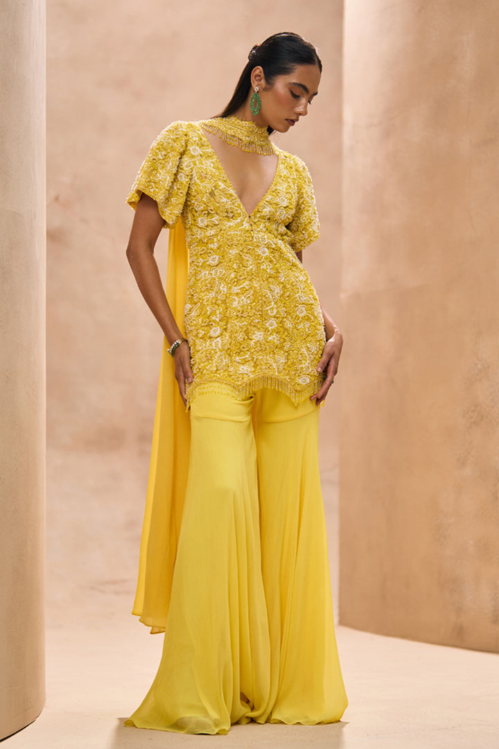 Era Yellow Short Kurta and Sharara Set