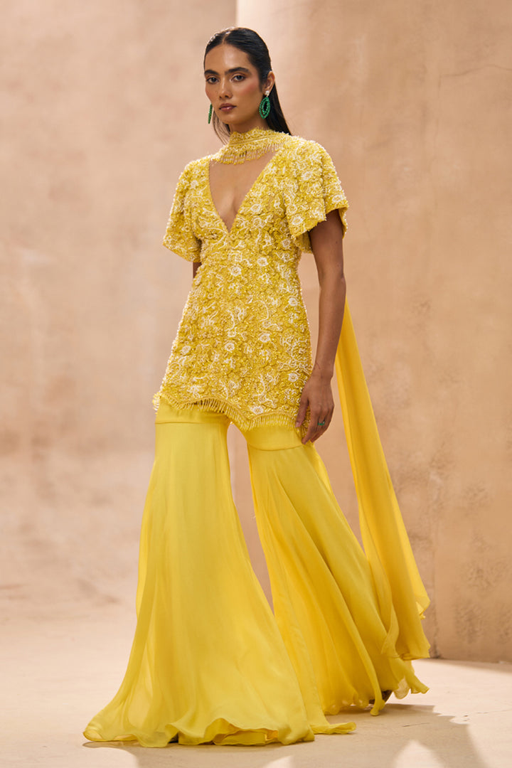 Era Yellow Short Kurta and Sharara Set