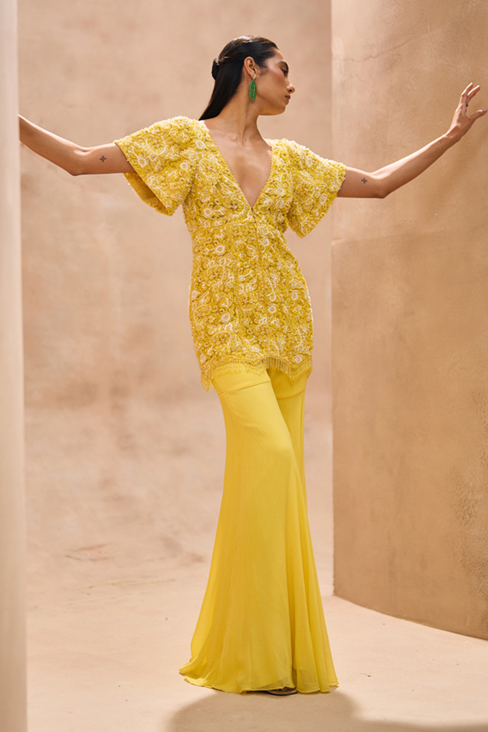 Era Yellow Short Kurta and Sharara Set