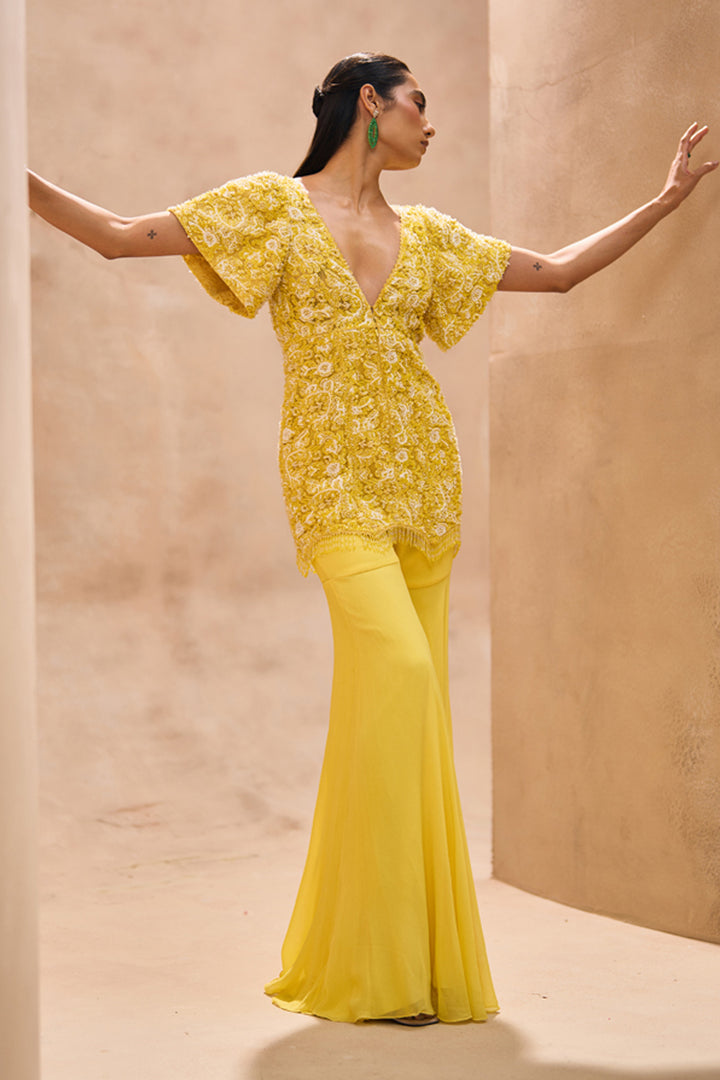 Era Yellow Short Kurta and Sharara Set