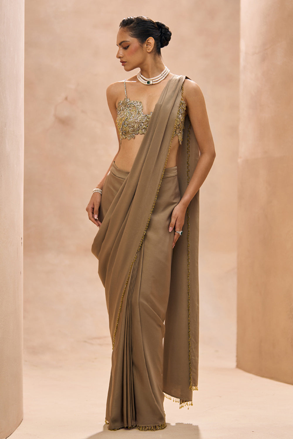 Aurea Bralette Blouse With Pre-Stitched Saree