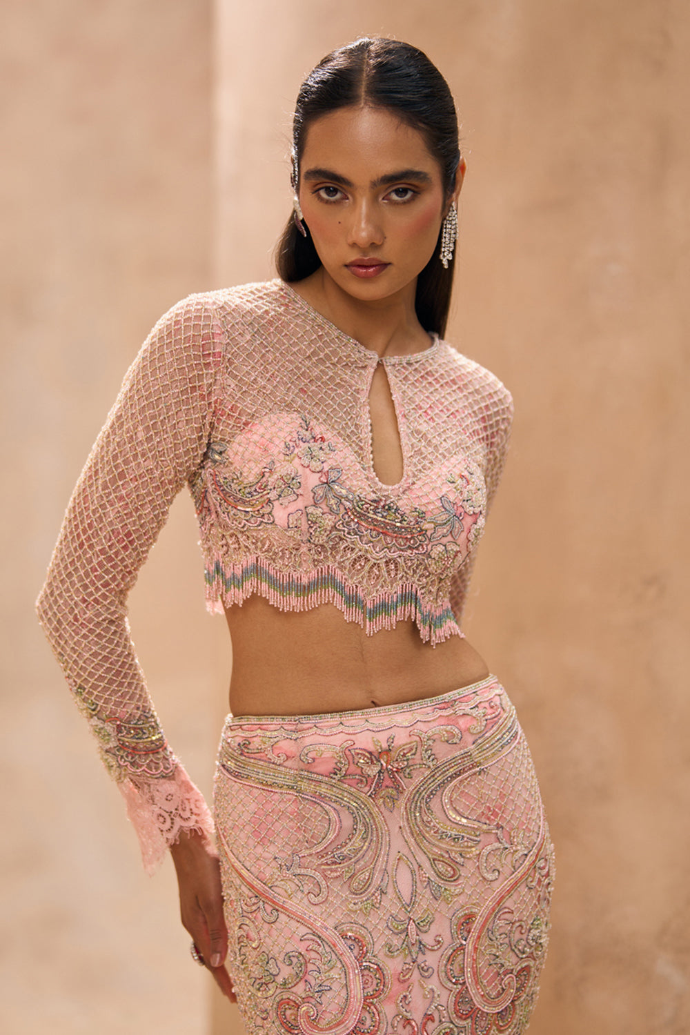 Arlette Baby Pink  Blouse With Fishcut Skirt Set