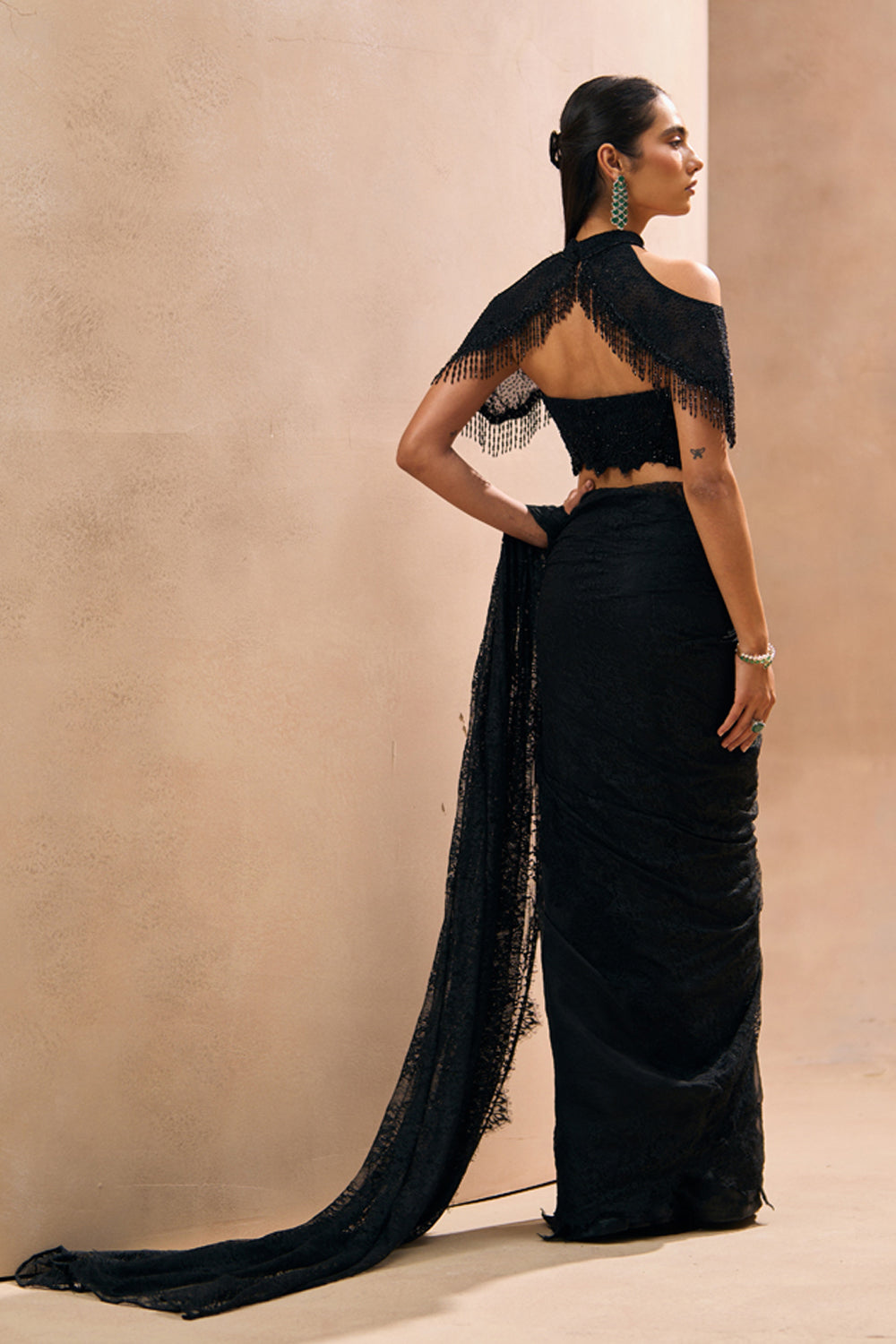 Celine Black Bustier and Saree Set