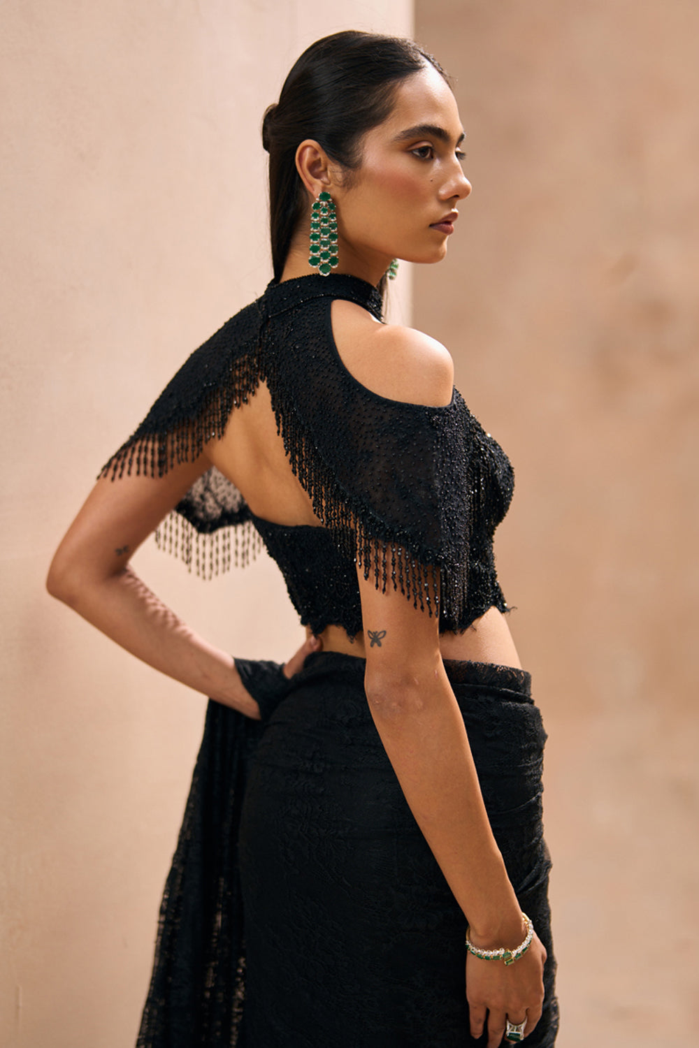 Celine Black Bustier and Saree Set