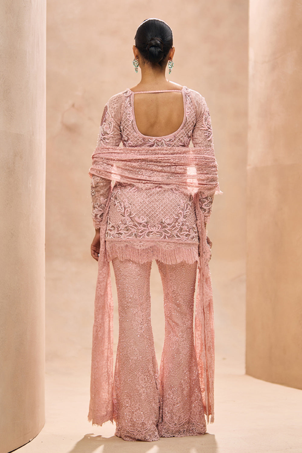 Ines Baby Pink Jacket Style Short Kurta Set