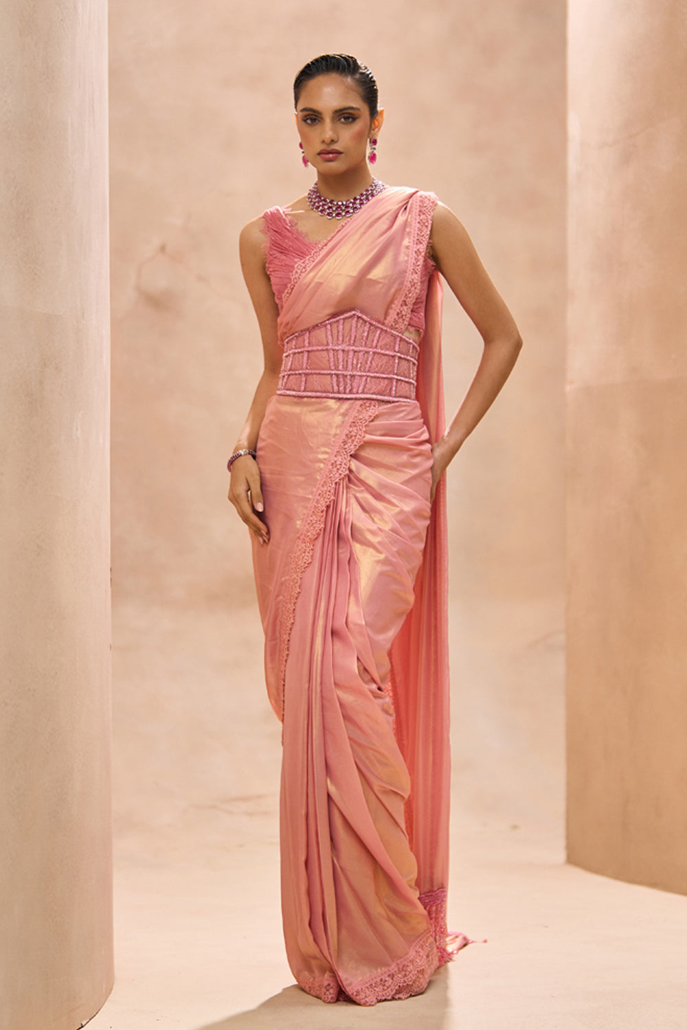 Ivy Pre-Stitched Saree With Corset Belt Set