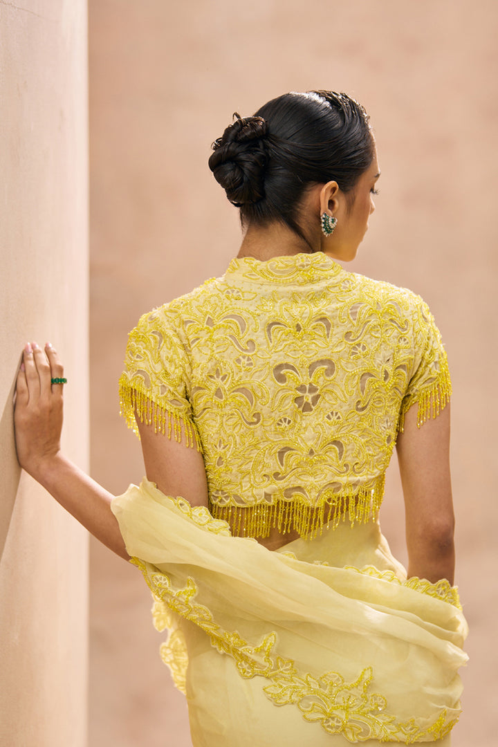 Ophelia Yellow Pre-Stitched Saree