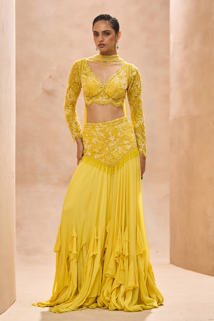 Pipa Yellow Blouse and Frill Skirt Set