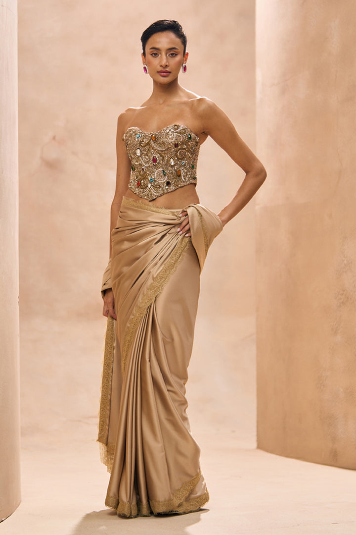 Theisa Bejewelled Corset With Pre Stitched Saree