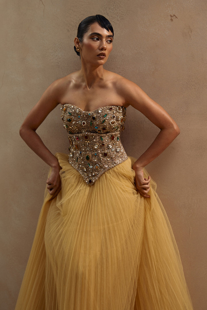 Iti Bejewelled Bustier and Tulle Skirt Set