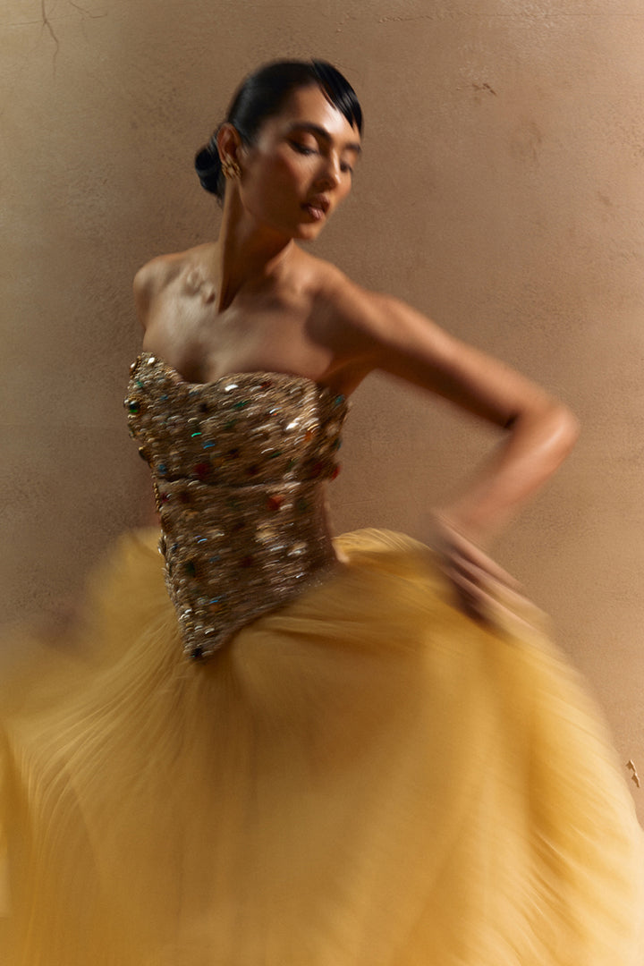 Iti Bejewelled Bustier and Tulle Skirt Set