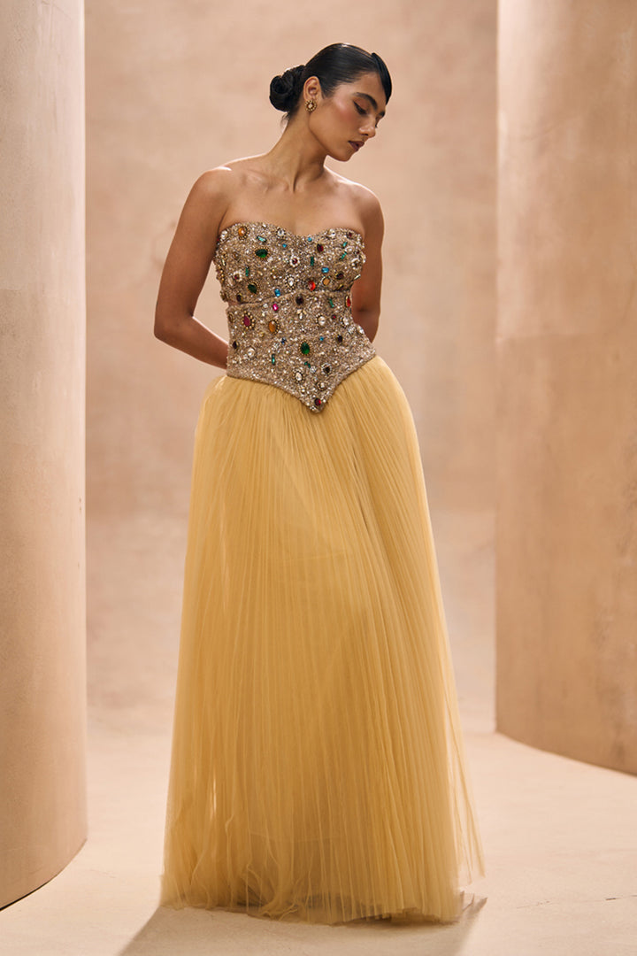 Iti Bejewelled Bustier and Tulle Skirt Set