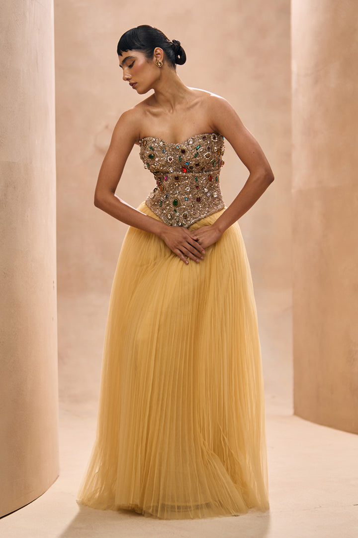 Iti Bejewelled Bustier and Tulle Skirt Set