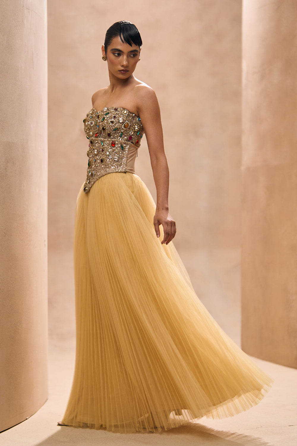 Iti Bejewelled Bustier and Tulle Skirt Set