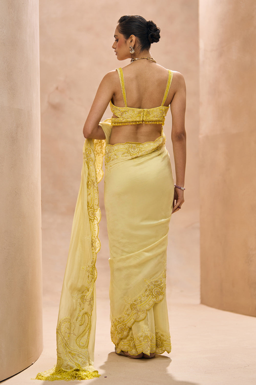 Viva Yellow Blouse With Saree Set