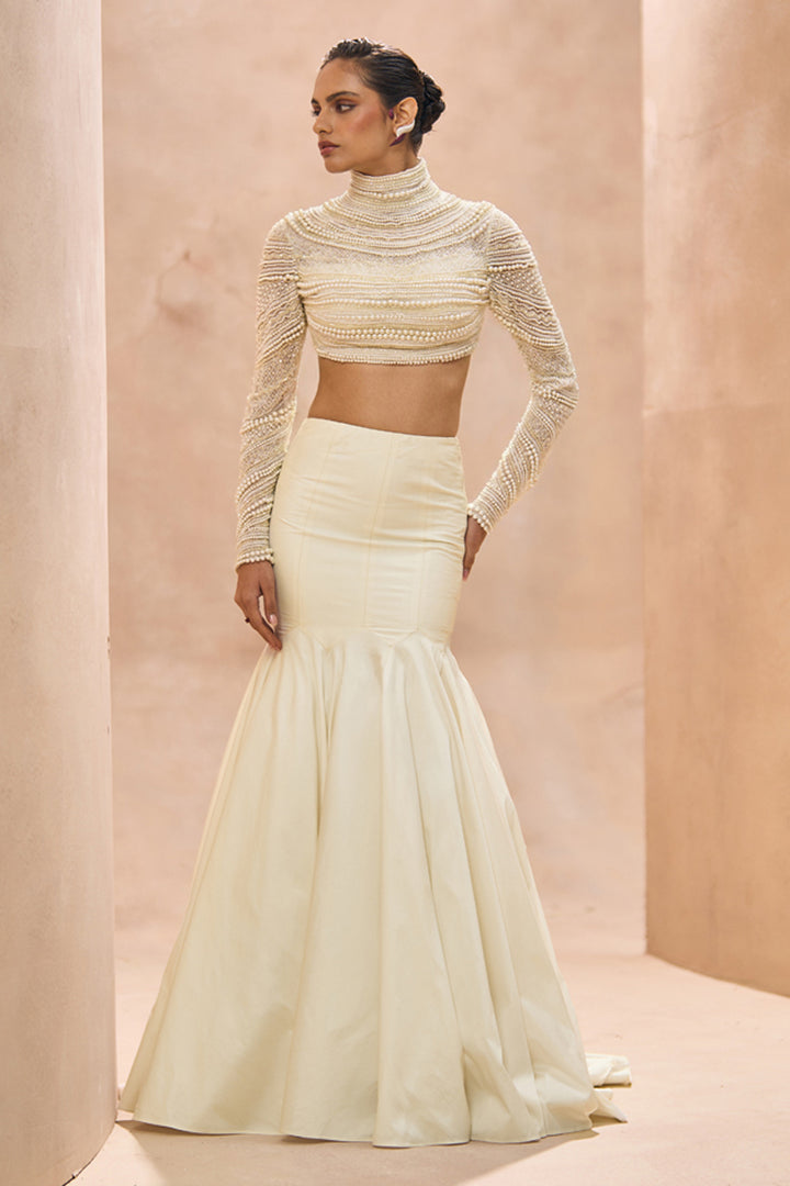 Allora Pearl Blouse With Skirt Set