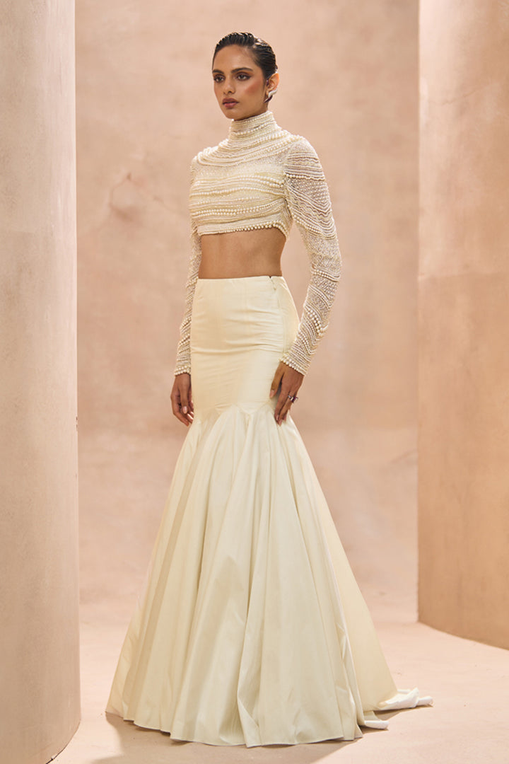 Allora Pearl Blouse With Skirt Set