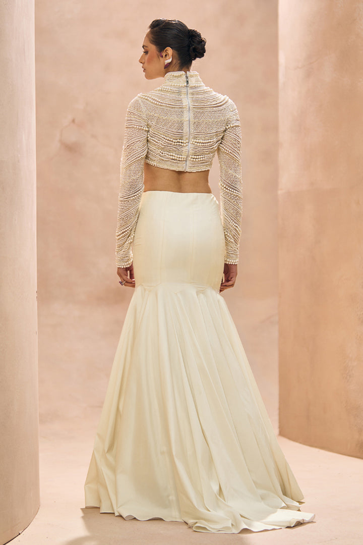 Allora Pearl Blouse With Skirt Set