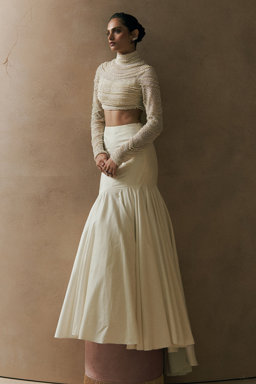 Allora Pearl Blouse With Skirt Set