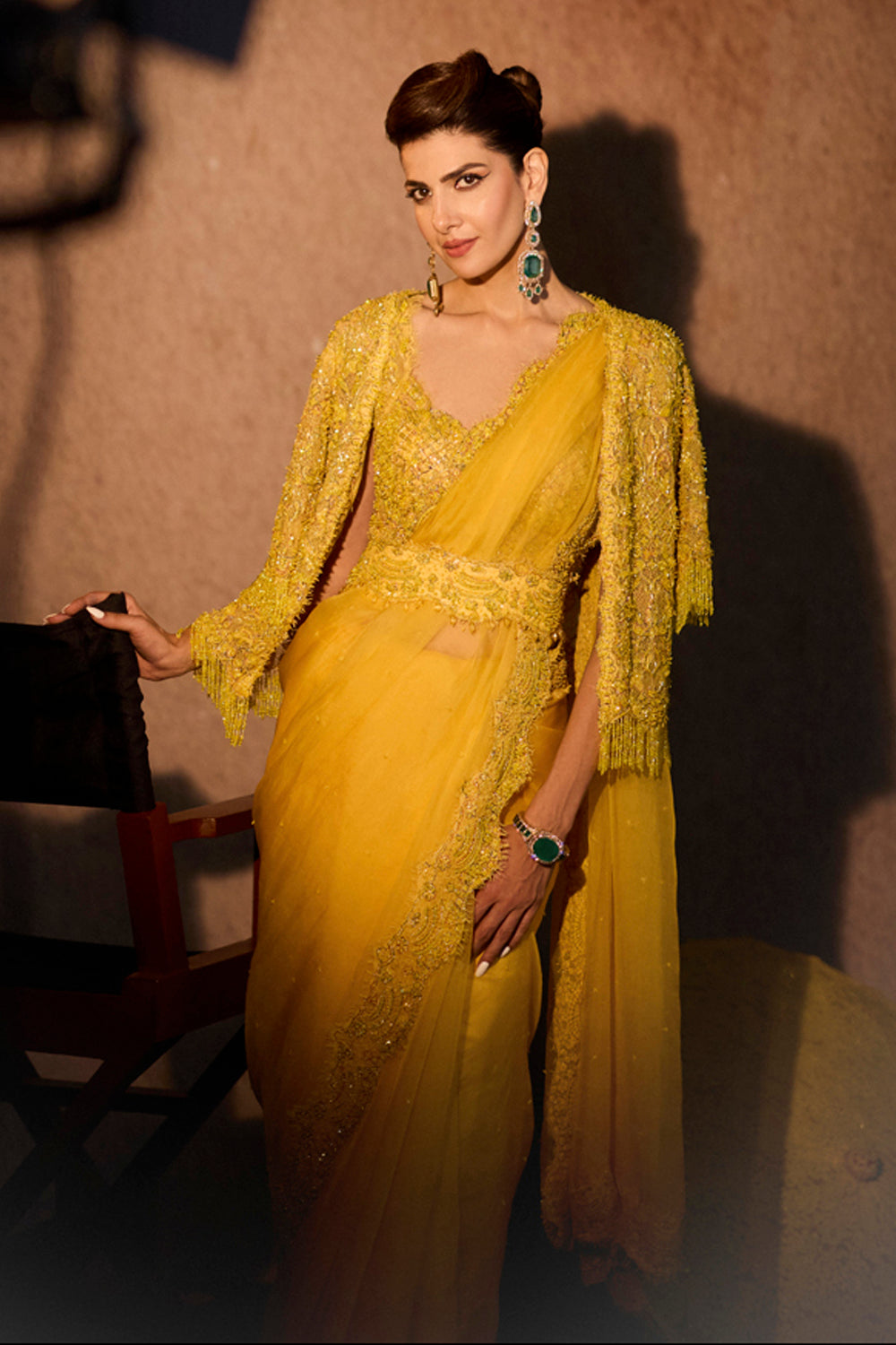 Mahvash Yellow Embellished Blouse & Saree