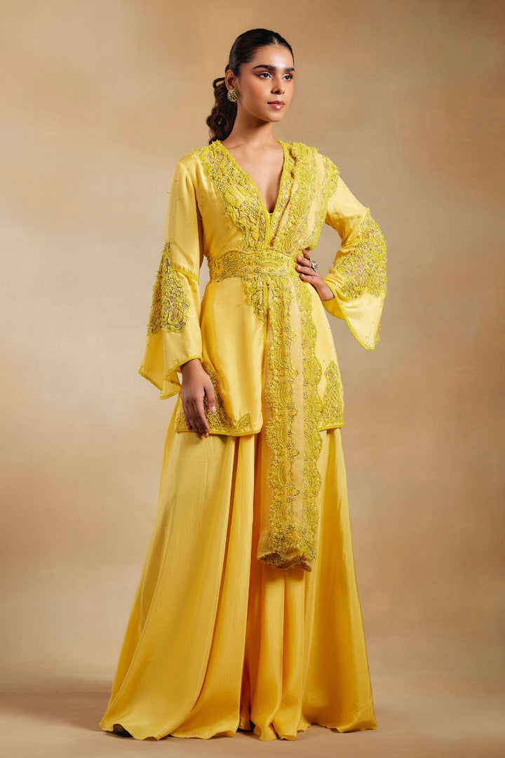 Eshal Yellow Kurta & Sharara Set