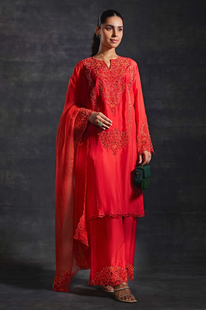 Advika Red Kurta & Pants Set