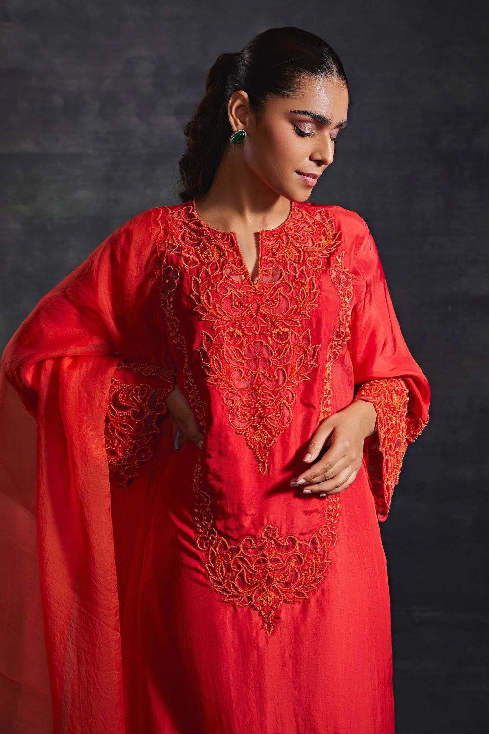 Advika Red Kurta & Pants Set