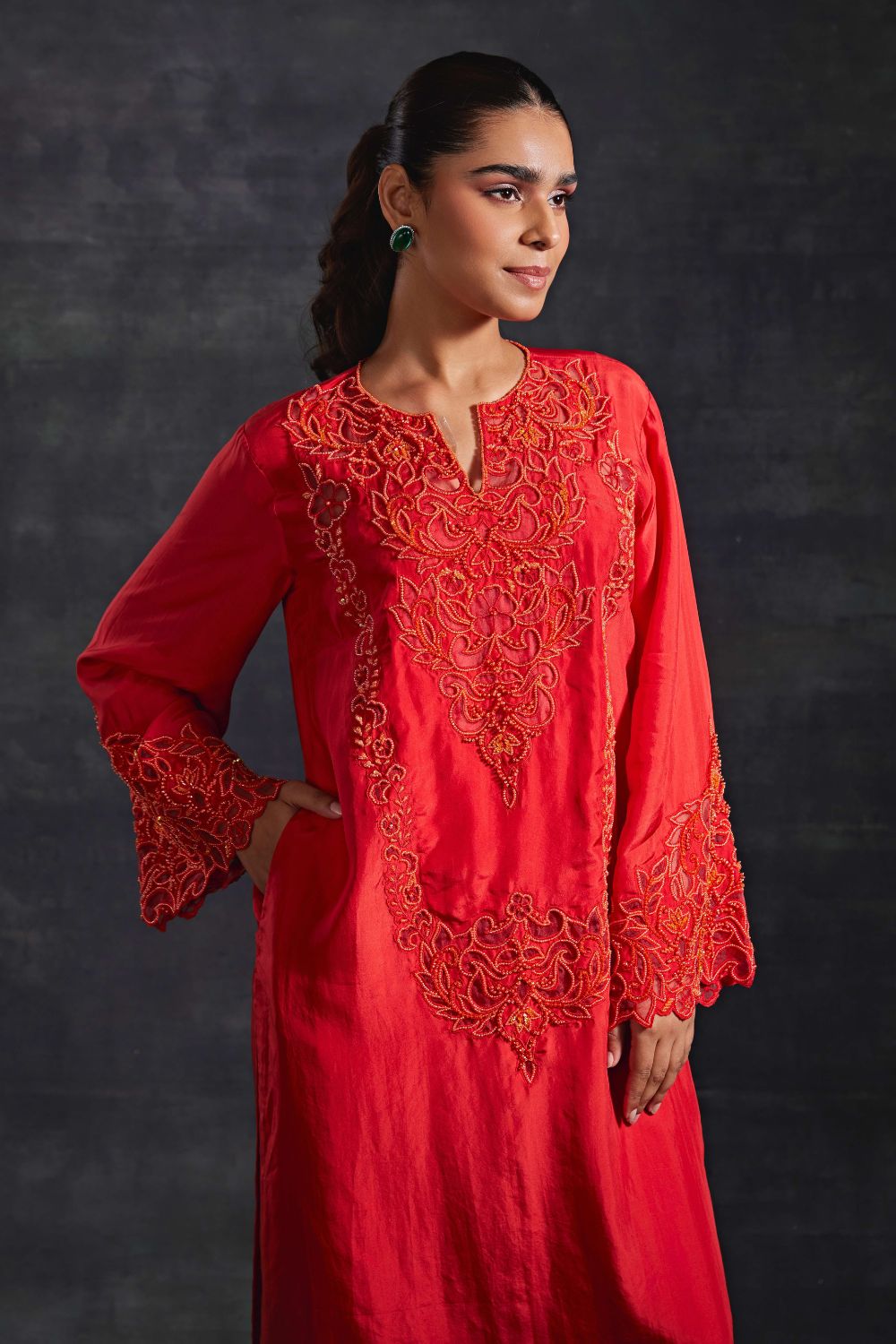 Advika Red Kurta & Pants Set