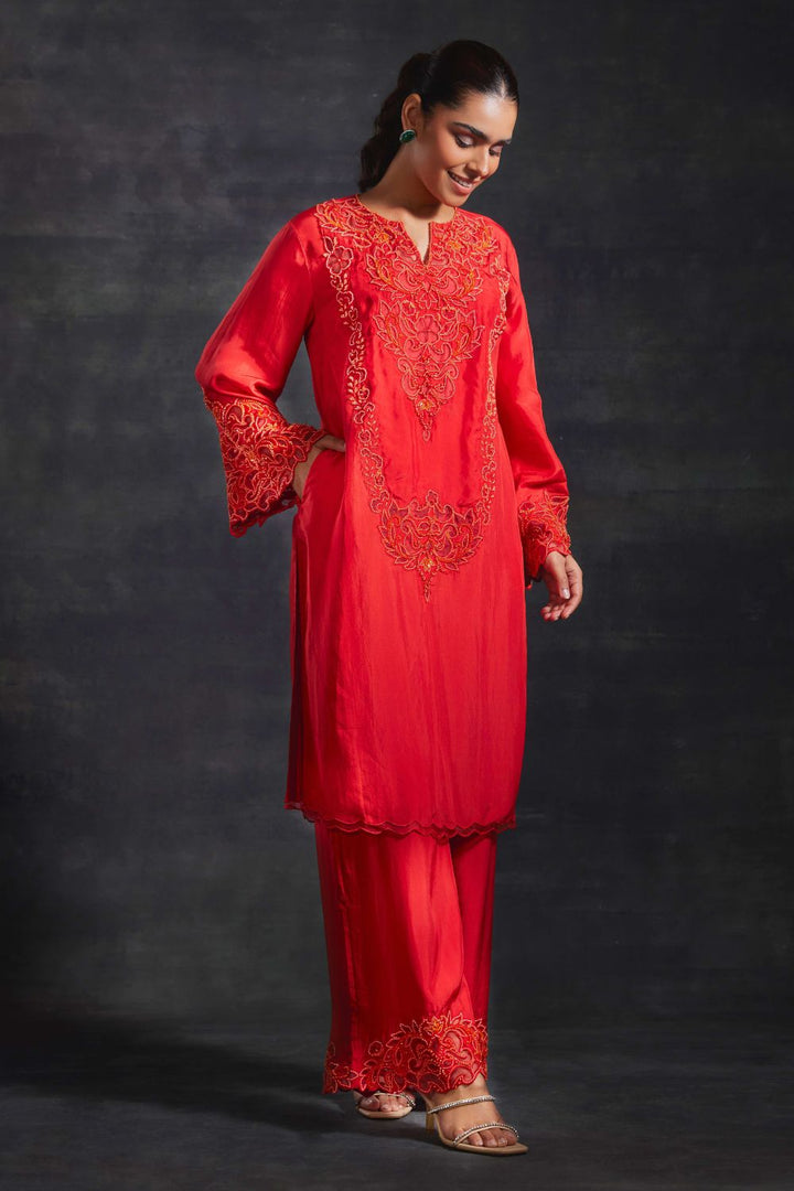 Advika Red Kurta & Pants Set