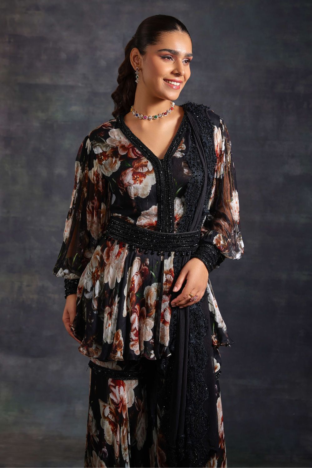 Latifa Black Kurta & Sharara Set