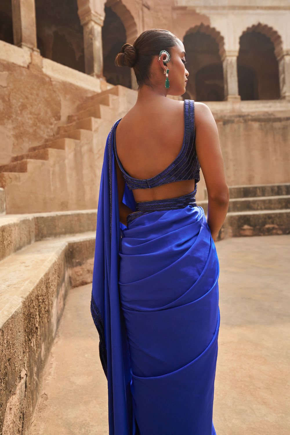 Sapphire Serenade Saree and Cape Set