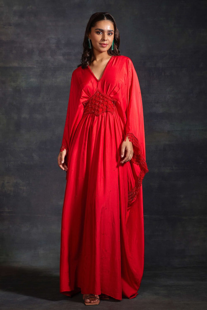 Red Fareeha Kaftan