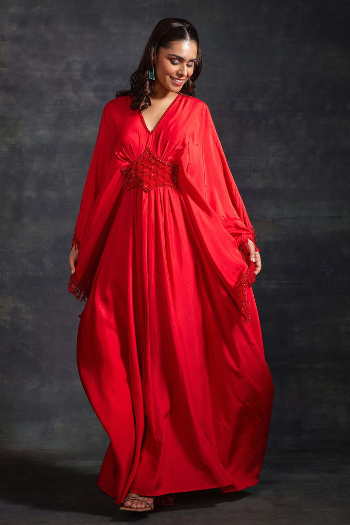 Red Fareeha Kaftan