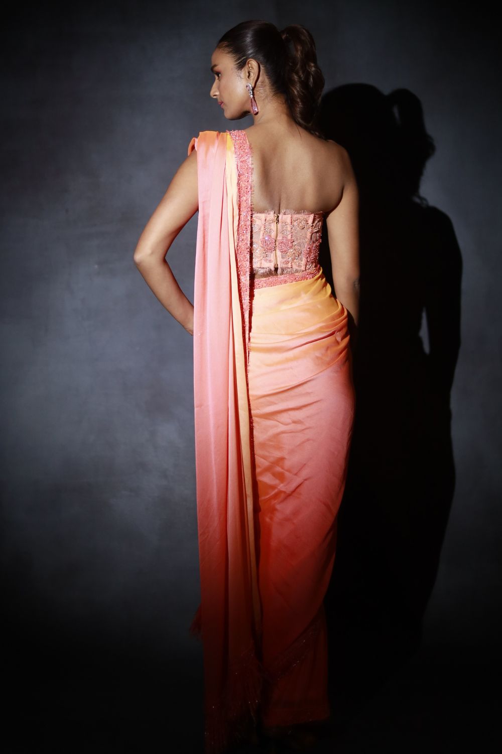 Peach Ombre Saree Set