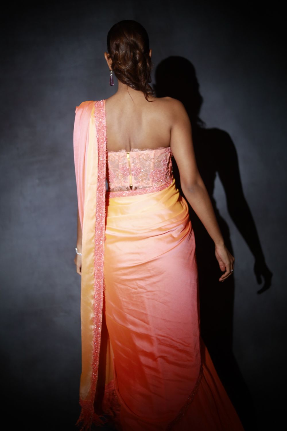 Peach Ombre Saree Set