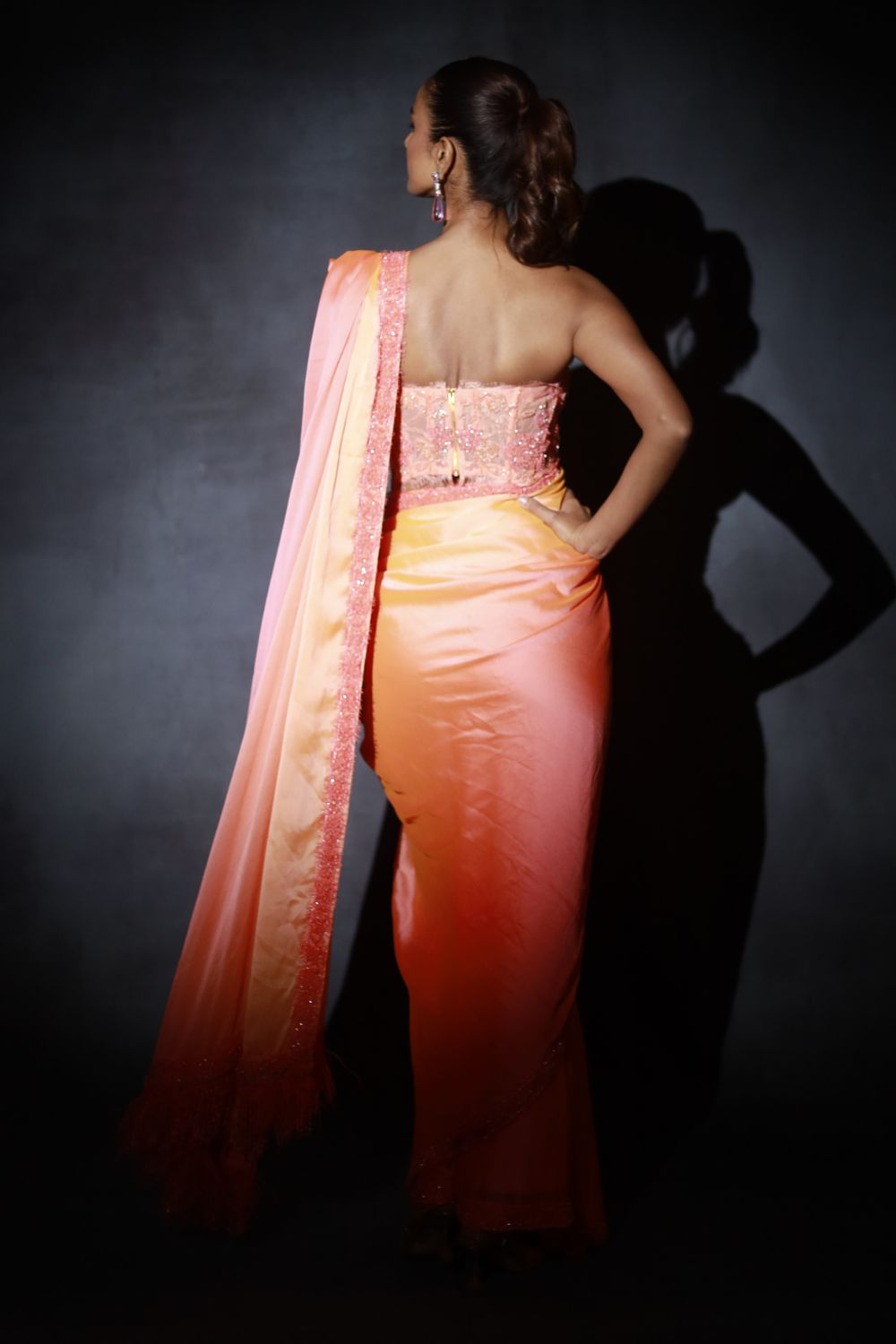 Peach Ombre Saree Set