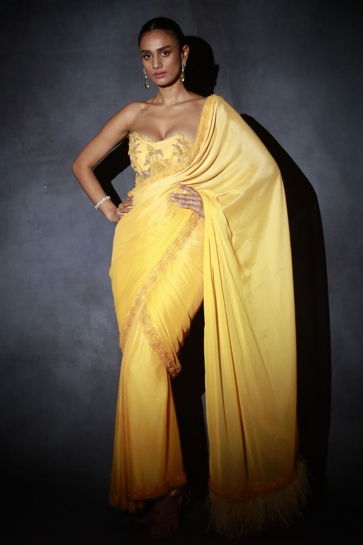 Yellow Ombre Saree Set