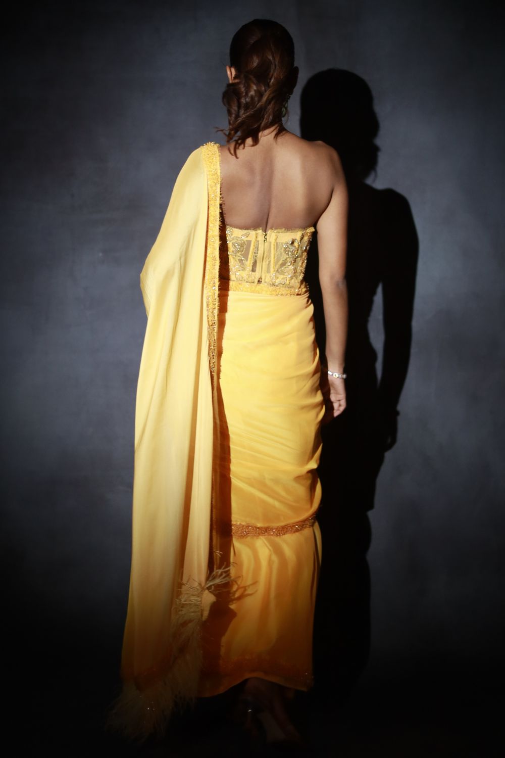 Yellow Ombre Saree Set