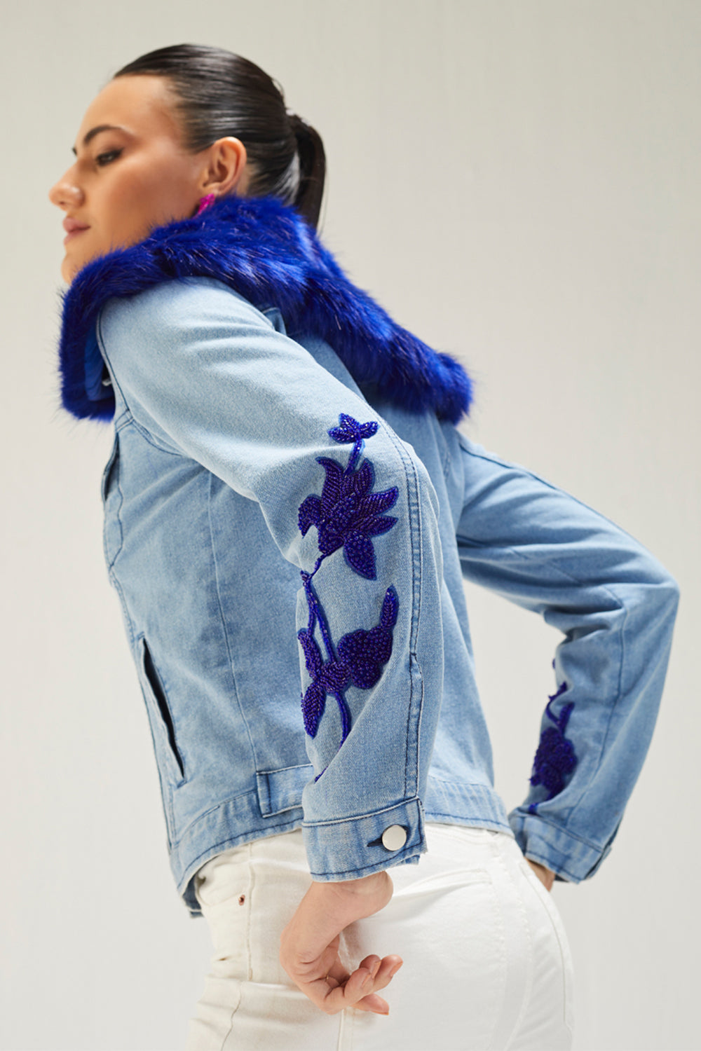 Light Denim Embellished Jacket