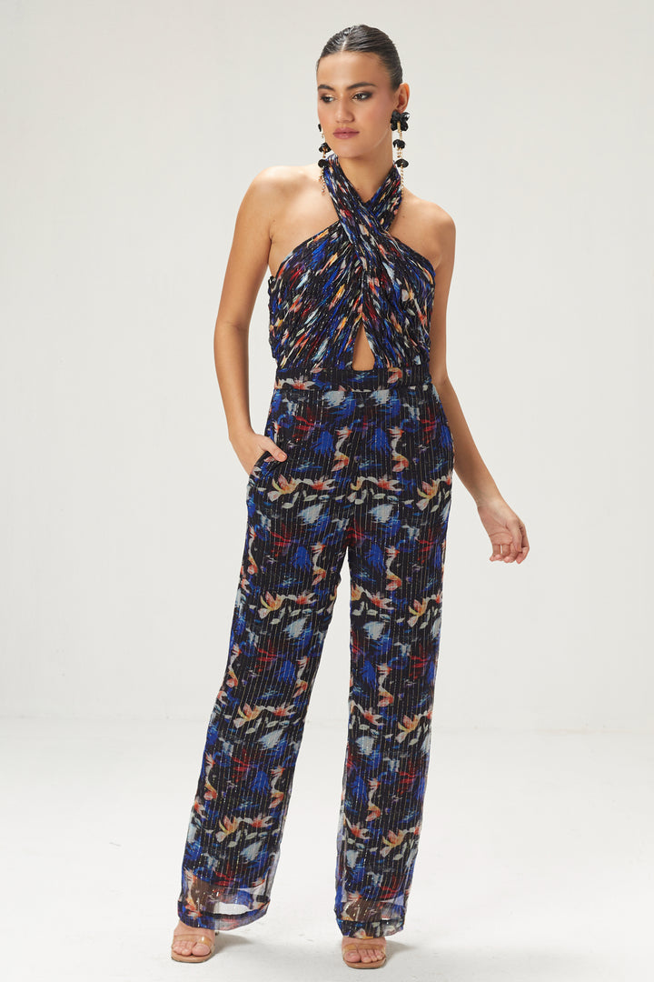 Dark Blue Halterneck Jumpsuit