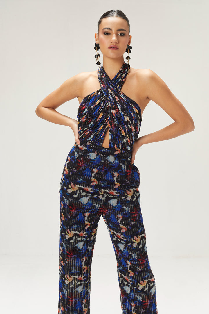 Dark Blue Halterneck Jumpsuit