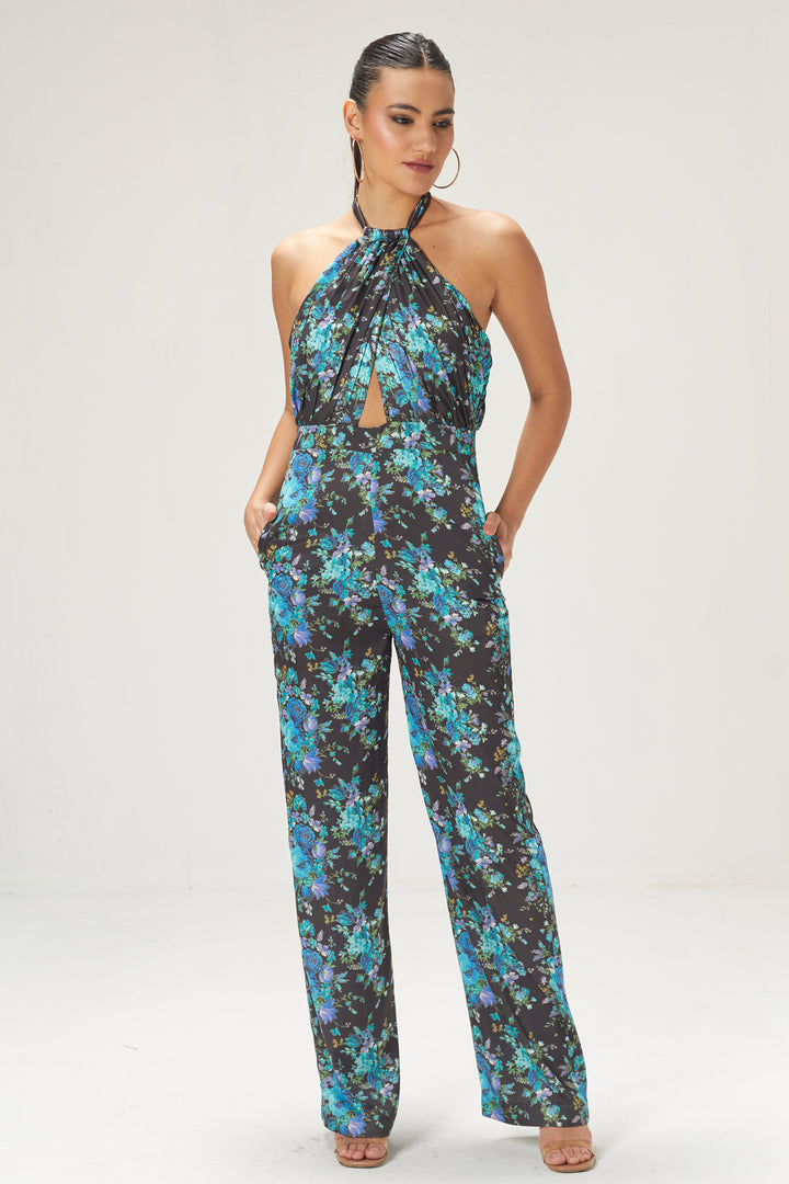 Teal Blue Halterneck Jumpsuit