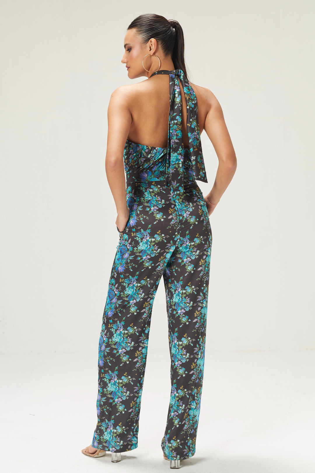 Teal Blue Halterneck Jumpsuit