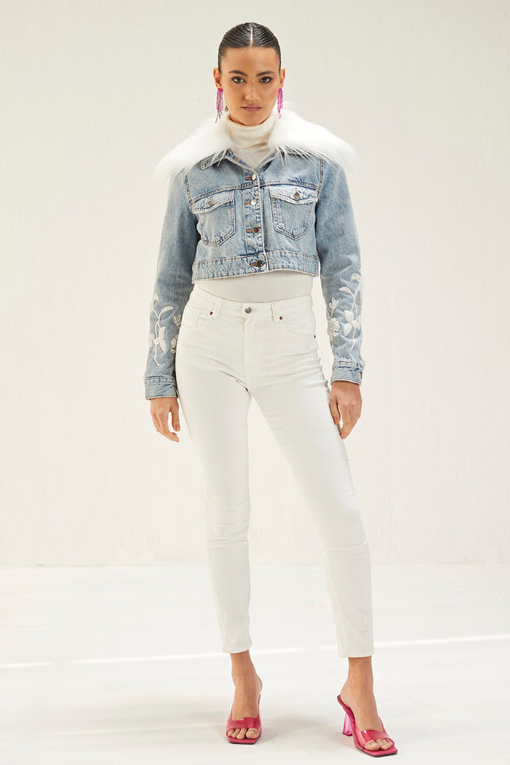 Light Denim Embellished Jacket